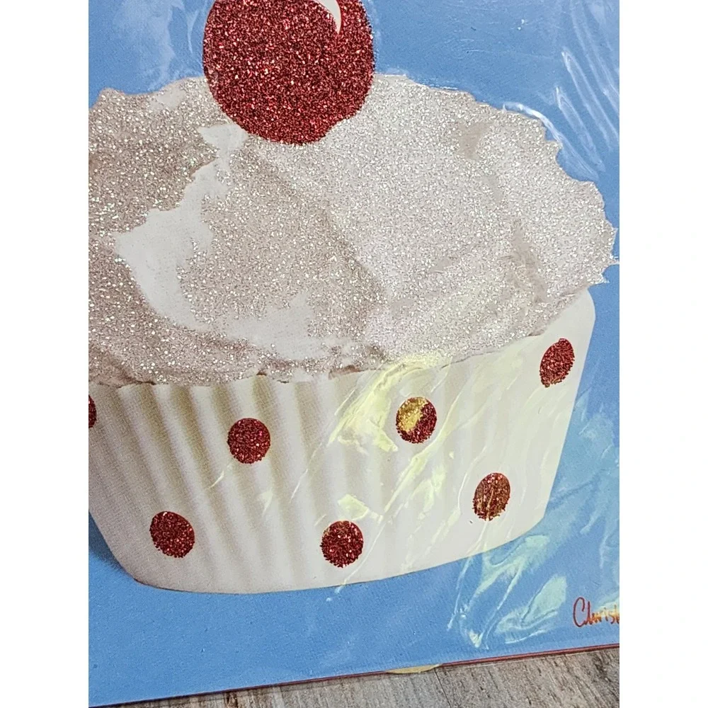 Papyrus Christopher Vine Glittered Polka Dot Cupcake Designed Birthday Card